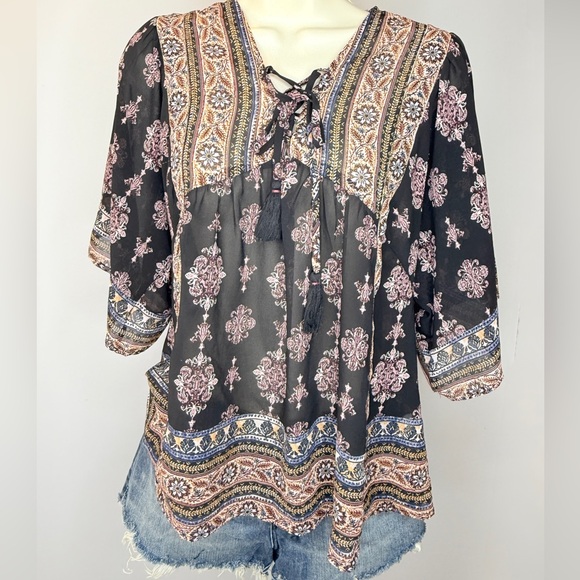 Knox Rose - Floral Peasant Blouse - Picture 1 of 6